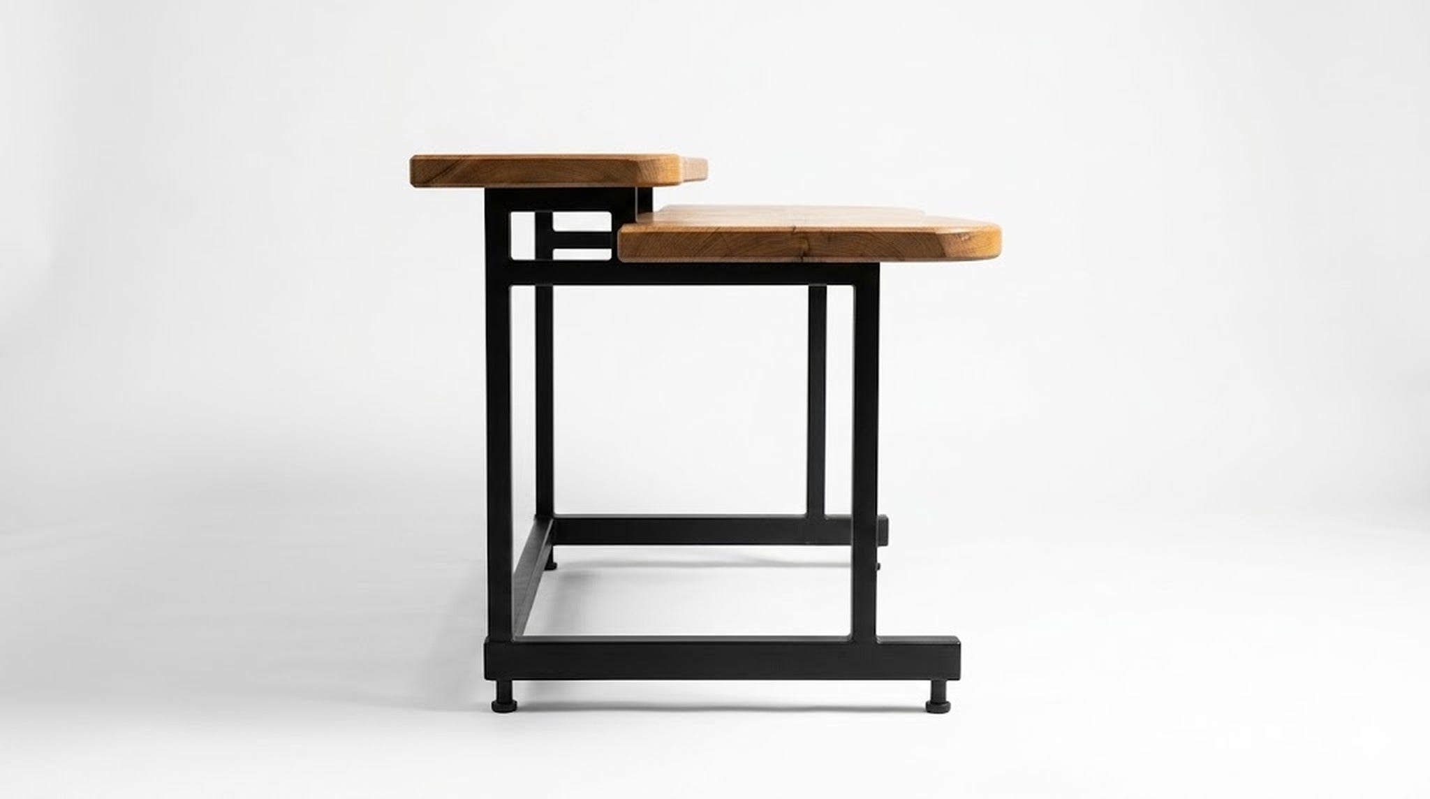 Bureau Double Plateau — Chêne Massif & Acier Noir | WUUD